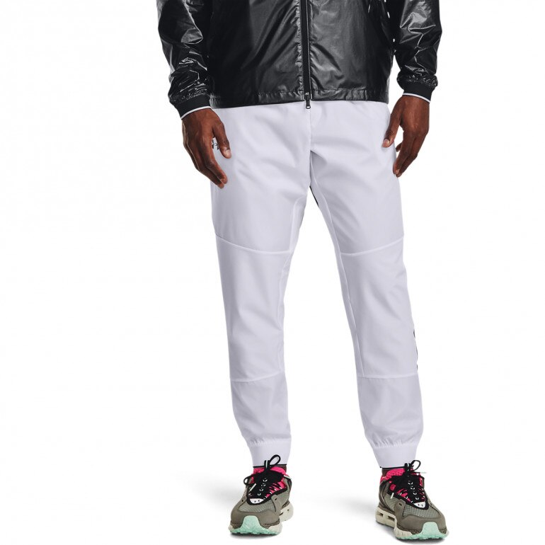 Męskie spodnie treningowe UNDER ARMOUR Recover Legacy Pant - białe