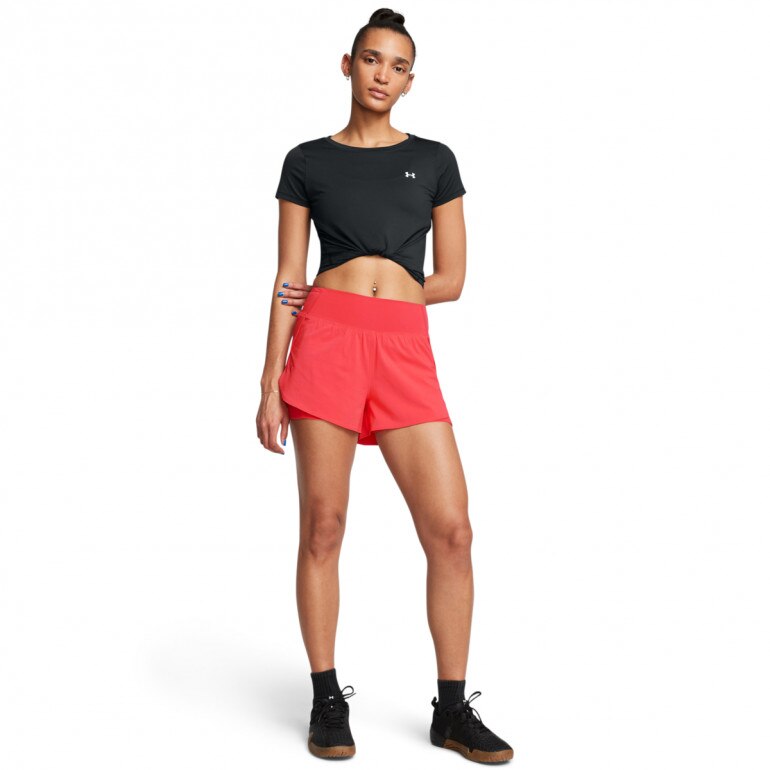 Damskie spodenki treningowe Under Armour Flex Woven 2-In-1 Short - czerwone