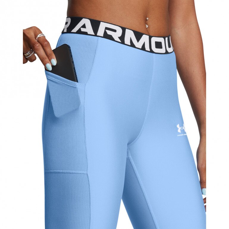 Damskie legginsy treningowe Under Armour Heatgear Rib Legging - niebieskie