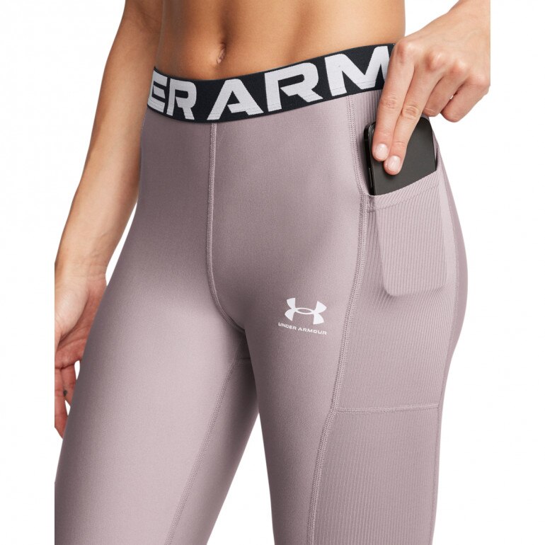 Damskie legginsy treningowe Under Armour Heatgear Rib Legging - beżowe