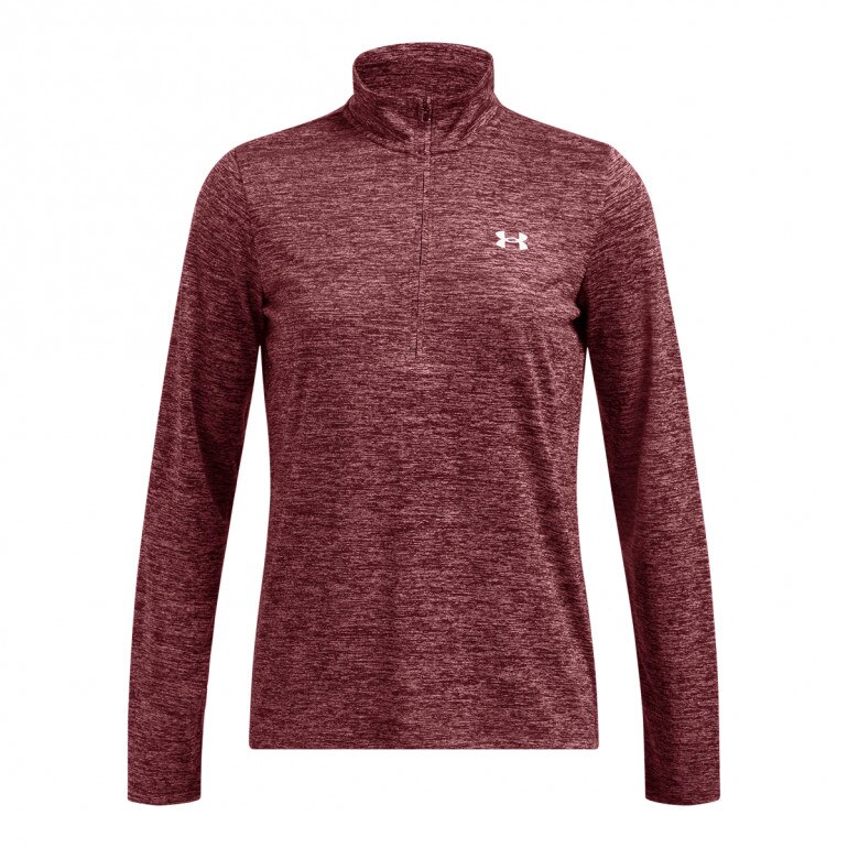 Damski longsleeve treningowy Under Armour Tech 1/2 Zip- Twist - brązowy