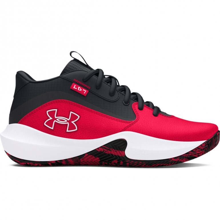 Dziecięce buty do koszykówki Under Armour UA Gs Lockdown 7 - czerwone 