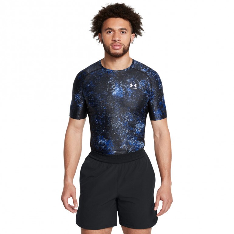 Męska koszulka treningowa Under Armour UA HG IsoChill Prtd SS - granatowa