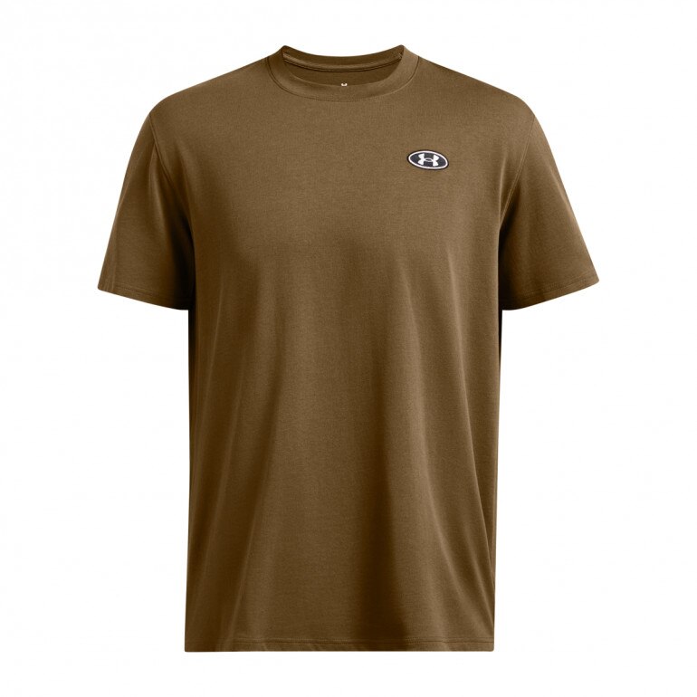 Męski t-shirt z nadrukiem Under Armour UA Hw Lc Patch SS - brązowy