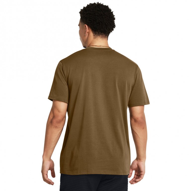 Męski t-shirt z nadrukiem Under Armour UA Hw Lc Patch SS - brązowy