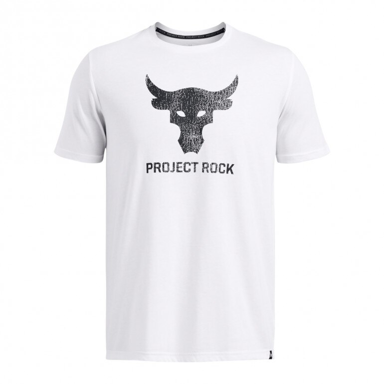 Męska koszulka treningowa Under Armour Project Rock Brahma Bull - biała