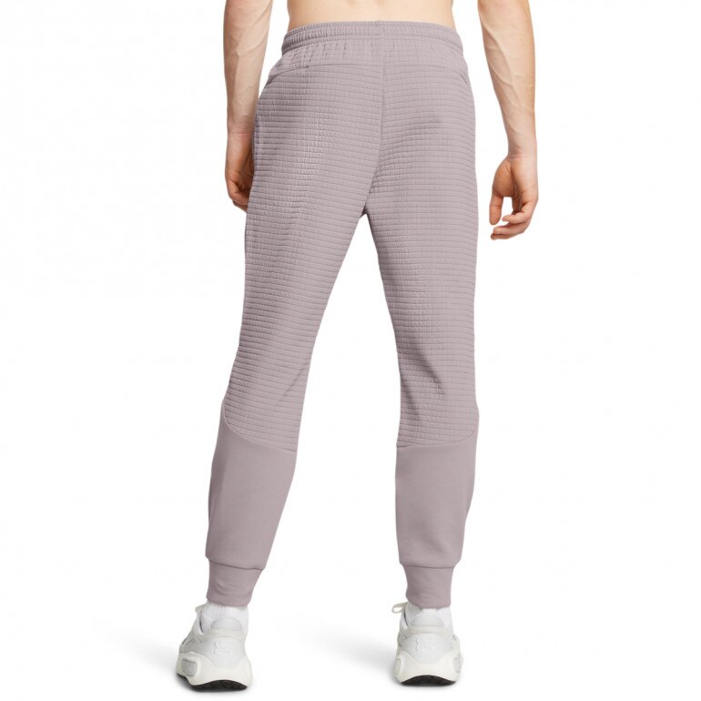 Męskie spodnie dresowe joggery Under Armour UA Unstoppable Fleece Grid - beżowe