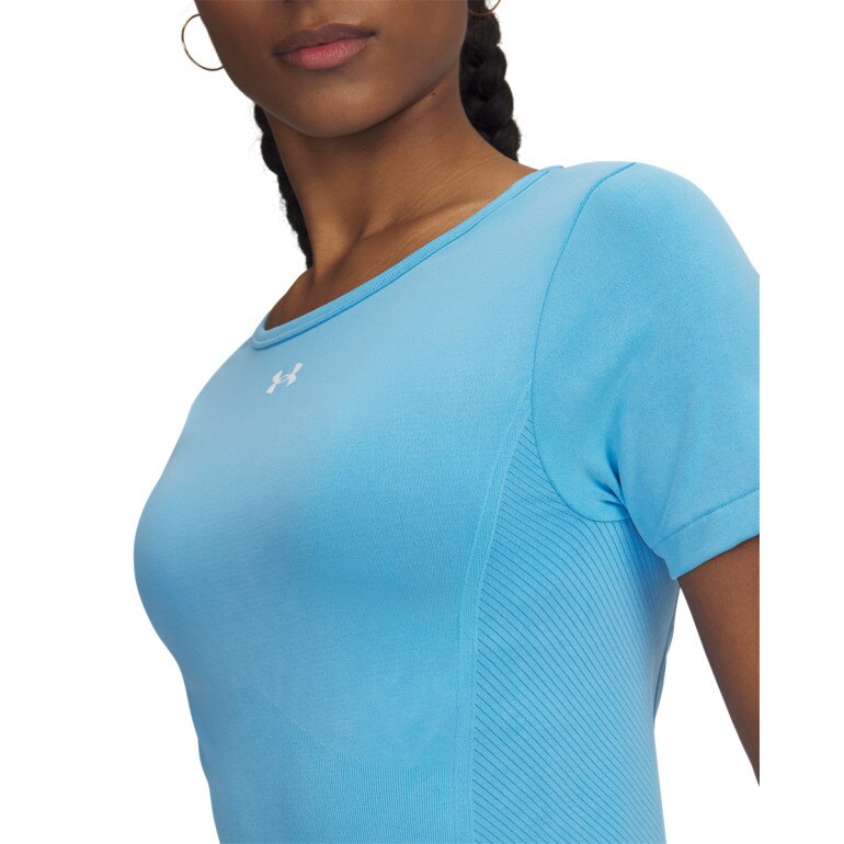 Damska koszulka treningowa Under Armour Vanish Seamless Washed SS - niebieska