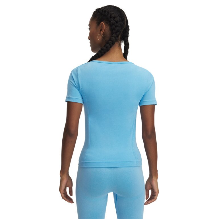 Damska koszulka treningowa Under Armour Vanish Seamless Washed SS - niebieska